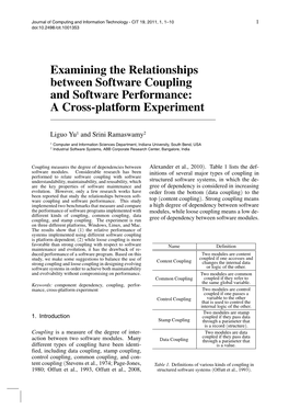 Examining the Relationships Between Software Coupling and Software Performance: a Cross-Platform Experiment