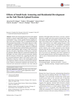 Effects of Small-Scale Armoring and Residential Development on the Salt Marsh-Upland Ecotone