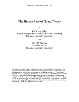 The Human Face of Game Theory