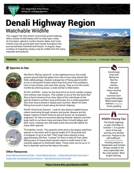 Denali Highway Region Watchable Wildlife