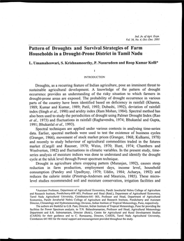 Pattern of Droughts and Survival Strategies of Farm Households in a Drought-Prone District in Tamil Nadu