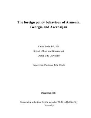 The Foreign Policy Behaviour of Armenia, Georgia and Azerbaijan