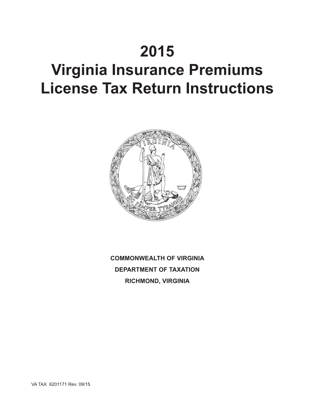 2015 Virginia Insurance Premiums License Tax Return Instructions