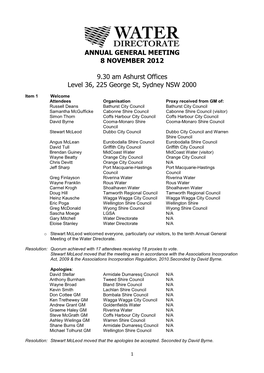 AGM Minutes 8 November 2012