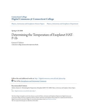 Determining the Temperature of Exoplanet HAT-P-1B" (2008)