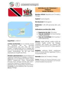 República De Trinidad Y Tobago Ficha Técnica