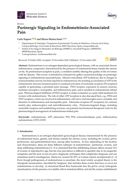 Purinergic Signaling in Endometriosis-Associated Pain