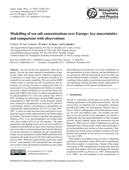 Modelling of Sea Salt Concentrations Over Europe: Key Uncertainties and Comparison with Observations