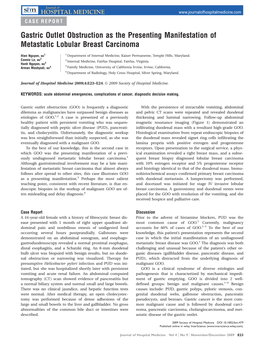 Gastric Outlet Obstruction As the Presenting Manifestation of Metastatic Lobular Breast Carcinoma