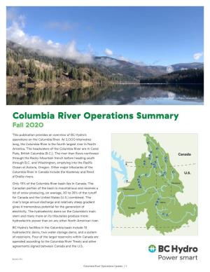 Columbia River Operations Summary Fall 2020