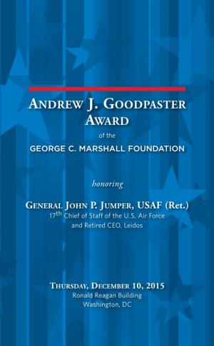 Andrew J. Goodpaster Award Honors the Life and Service of General Andrew J