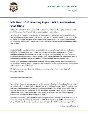 NFL Draft 2020 Scouting Report: WR Siaosi Mariner, Utah State