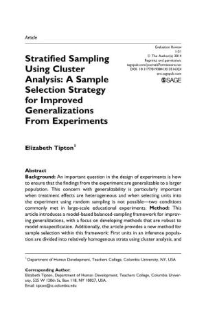 Stratified Sampling Using Cluster Analysis: a Sample Selection Strategy for Improved Generalizations from Experiments