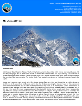 Mt. Lhotse (8516M)