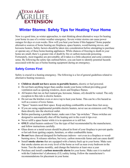 Winter Storms: Safety Tips for Heating Your Home