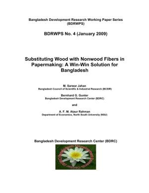 Substituting Wood with Nonwood Fibers in Papermaking: a Win-Win Solution for Bangladesh