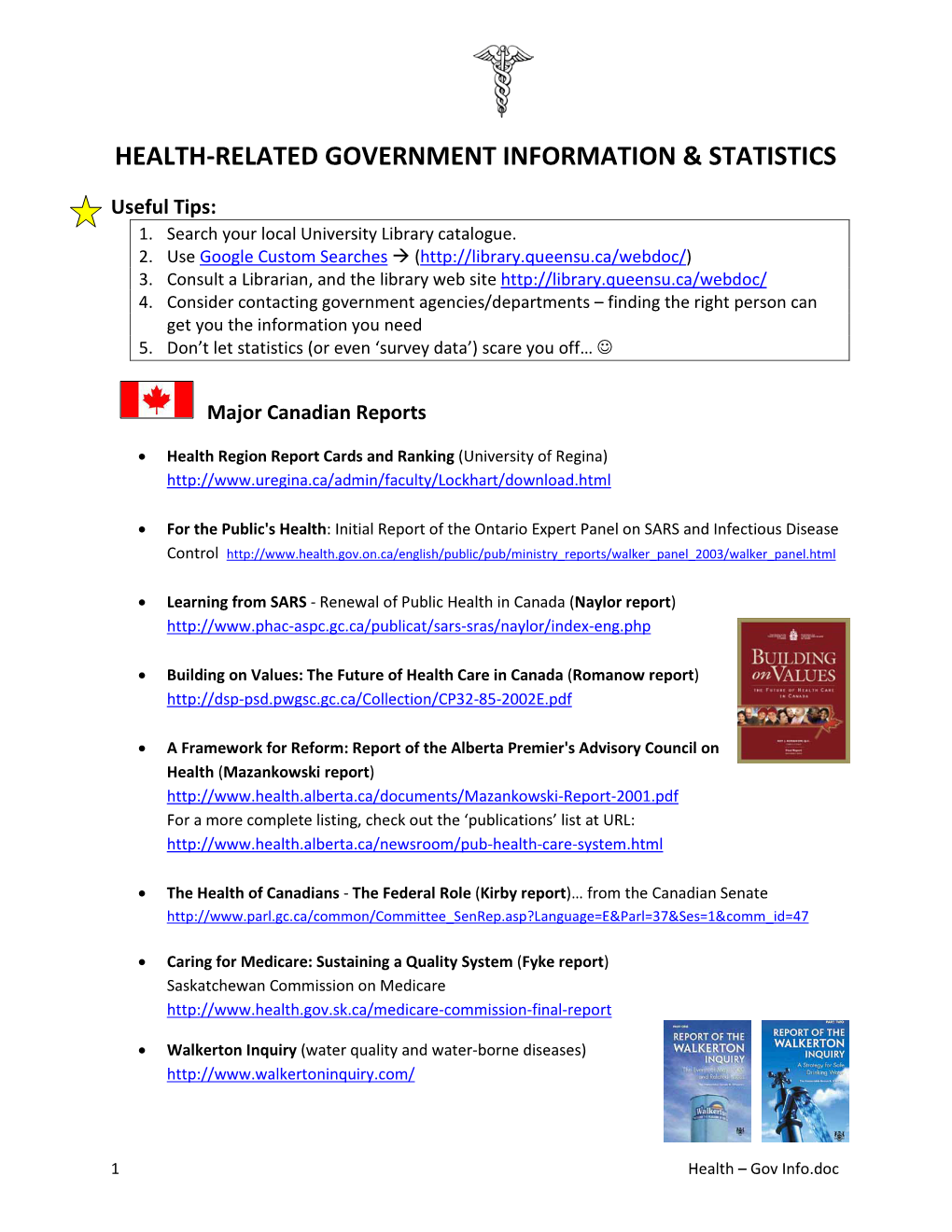Health-Related Government Information & Statistics