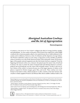 Aboriginal Australian Cowboys and the Art of Appropriation Darren Jorgensen