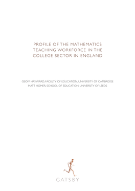 Profile of the Mathematics Teaching Workforce in the College Sector in England