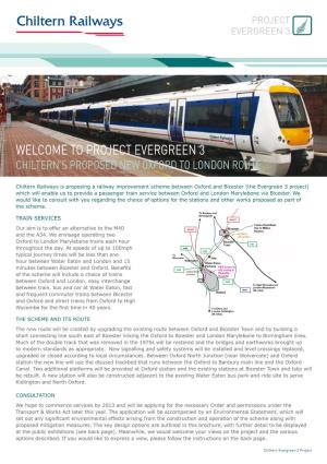 Welcome to Project Evergreen 3 Chiltern’S Proposed New Oxford to London Route