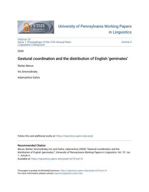 Gestural Coordination and the Distribution of English 'Geminates'