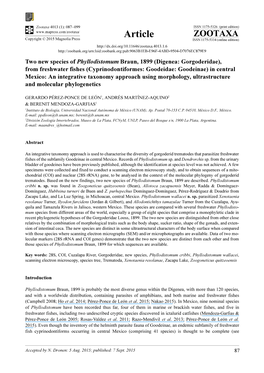 Two New Species of Phyllodistomum Braun, 1899