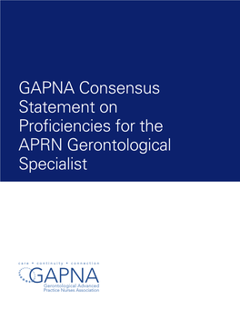 GAPNA Proficiencies (APRN Gerontological Specialist)