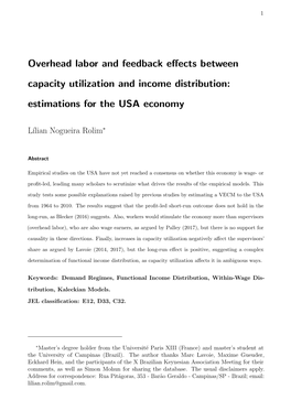 Overhead Labor and Feedback Effects Between Capacity Utilization And