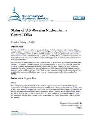 Status of U.S.-Russian Nuclear Arms Control Talks