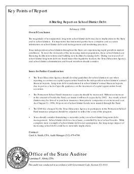 A Briefing Report on School District Debt