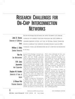 Research Challenges for On-Chip Interconnection Networks