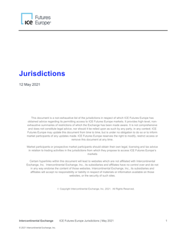 ICE Futures Europe Jurisdictions | May 2021 1