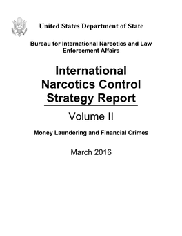 2016 International Narcotics Control Strategy Report