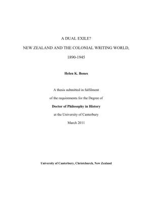 New Zealand and the Colonial Writing World, 1890-1945