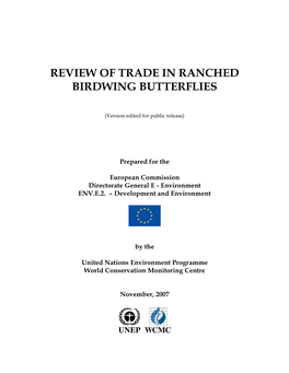 Review of Birdwing Butterfly Ranching in Range States