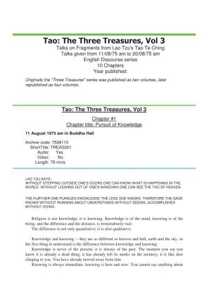 Tao: the Three Treasures, Vol 3
