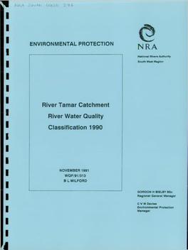 River Tamar Catchment River Water Quality Classification 1990