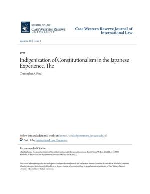 Indigenization of Constitutionalism in the Japanese Experience, the Christopher A