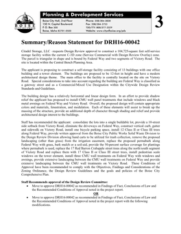 Summary/Reason Statement for DRH16-00042
