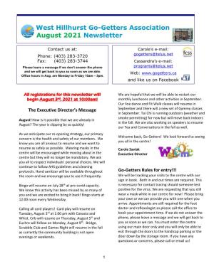 August Newsletter 2021