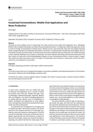 Insularized Connectedness: Mobile Chat Applications and News Production