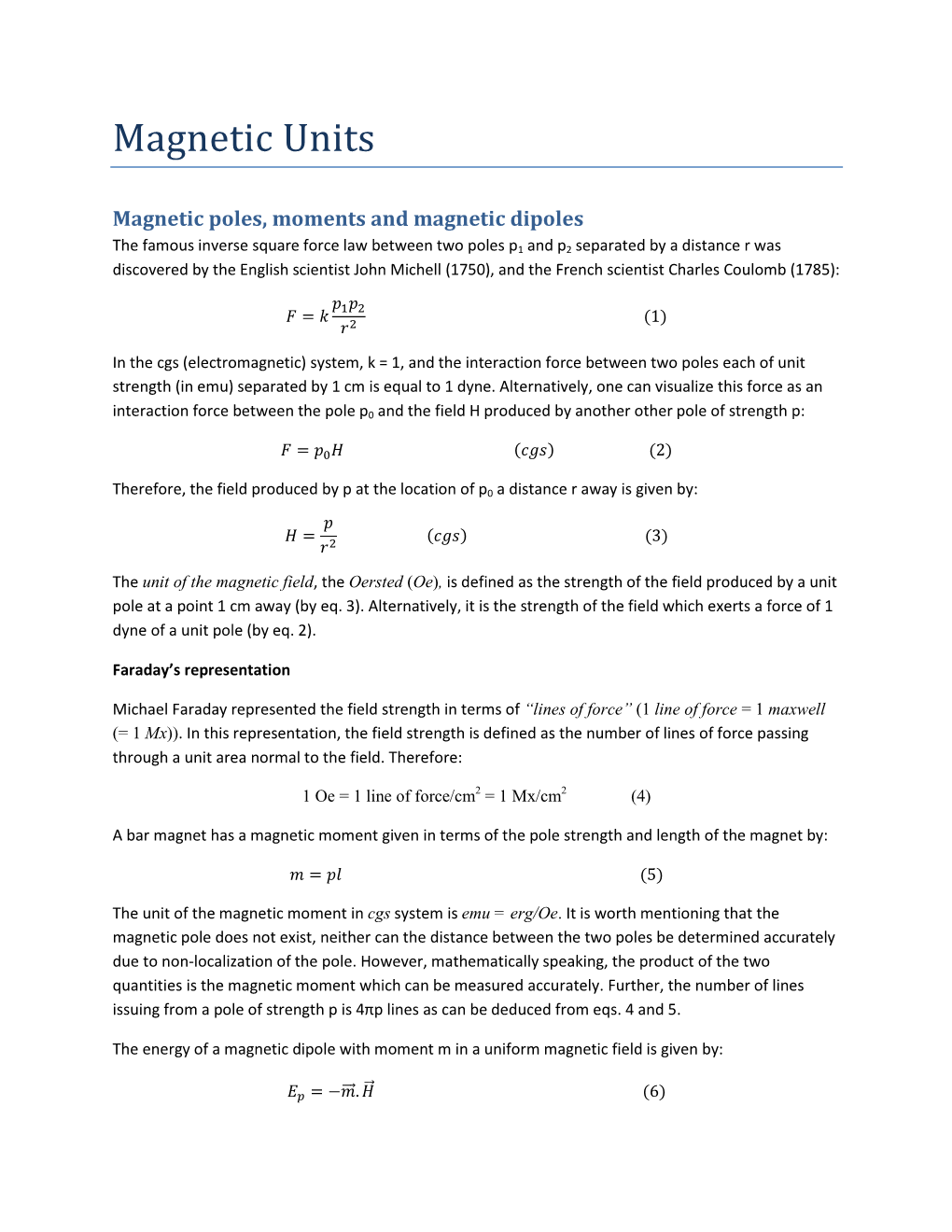 Magnetic Units