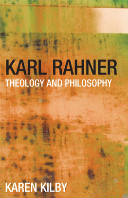 Karl Rahner Theology and Philosophy