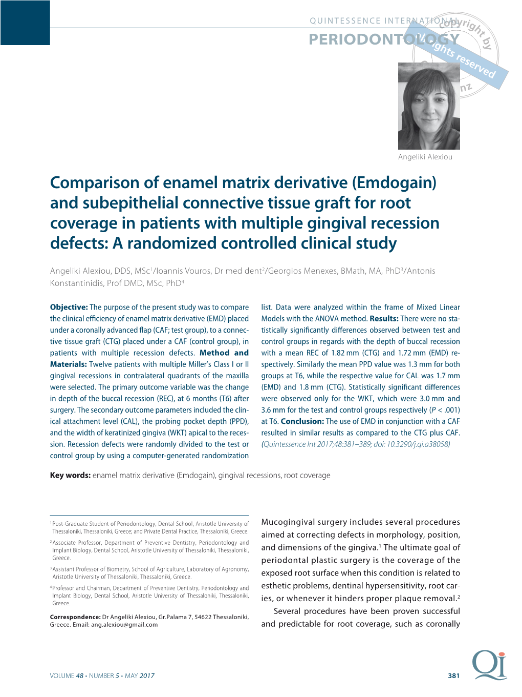 Emdogain) and Subepithelial Connective Tissue Graft for Root Coverage in Patients with Multiple Gingival Recession Defects: a Randomized Controlled Clinical Study