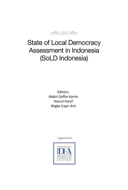 State of Local Democracy Assessment in Indonesia (Sold Indonesia)