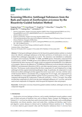 Screening Effective Antifungal Substances from the Bark and Leaves of Zanthoxylum Avicennae by the Bioactivity-Guided Isolation Method