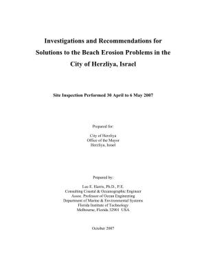 Investigations and Recommendations for Solutions to the Beach Erosion Problems in the City of Herzliya, Israel