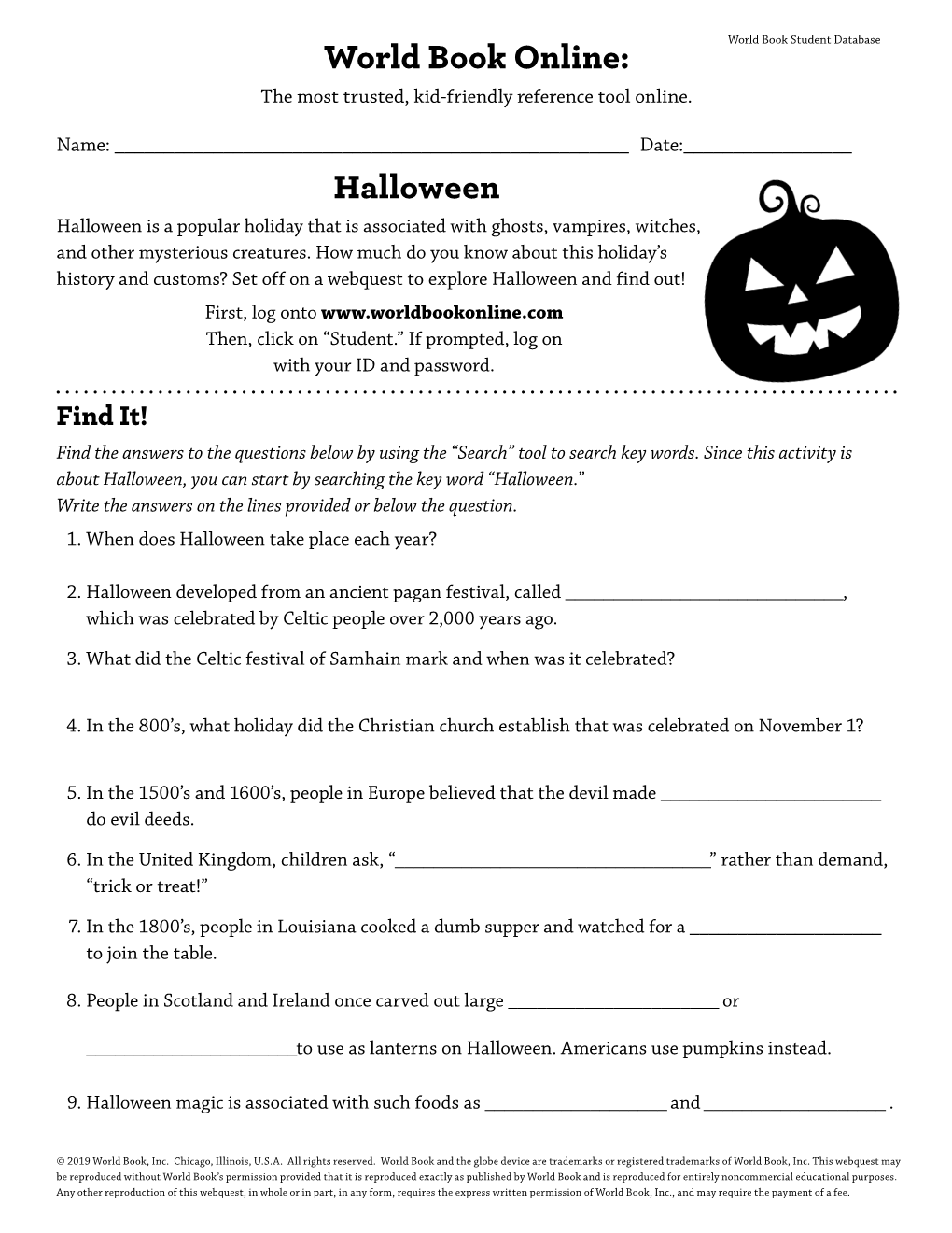 Halloween World Book Online