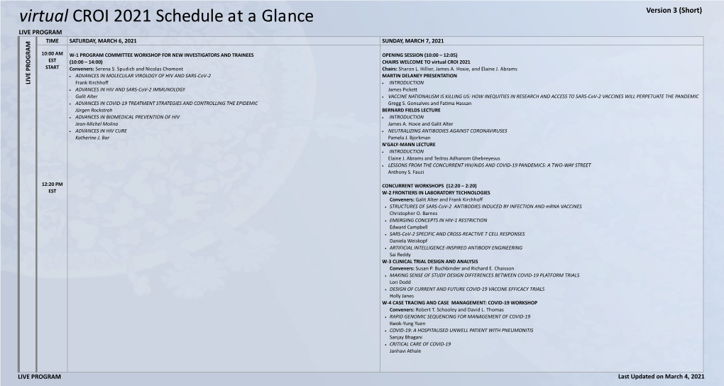 Virtual CROI 2021 Schedule at a Glance Version 3 (Short)