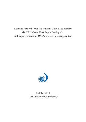 Great East Japan Earthquake and Improvements in JMA's Tsunami Warning System